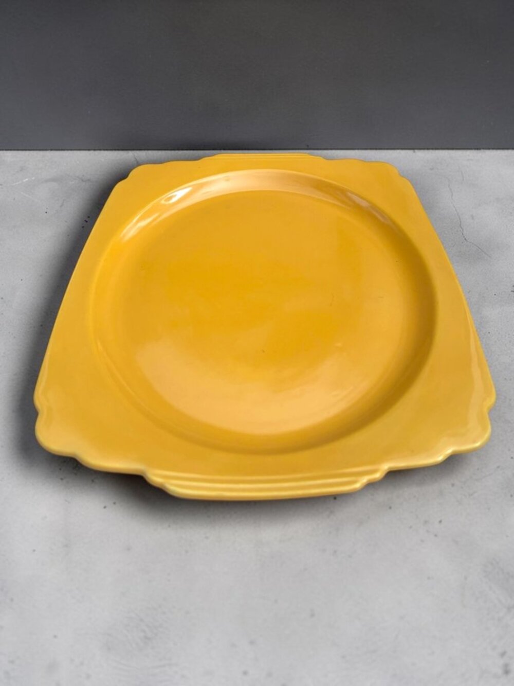 Homer Laughlin Riviera Yellow Oval Platter Vintage Art Deco Ceramic Serving Dish